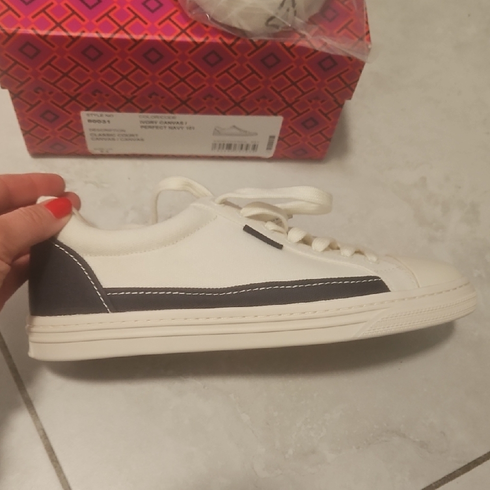 Tory Burch Ivory and Navy Sneakers. NWT